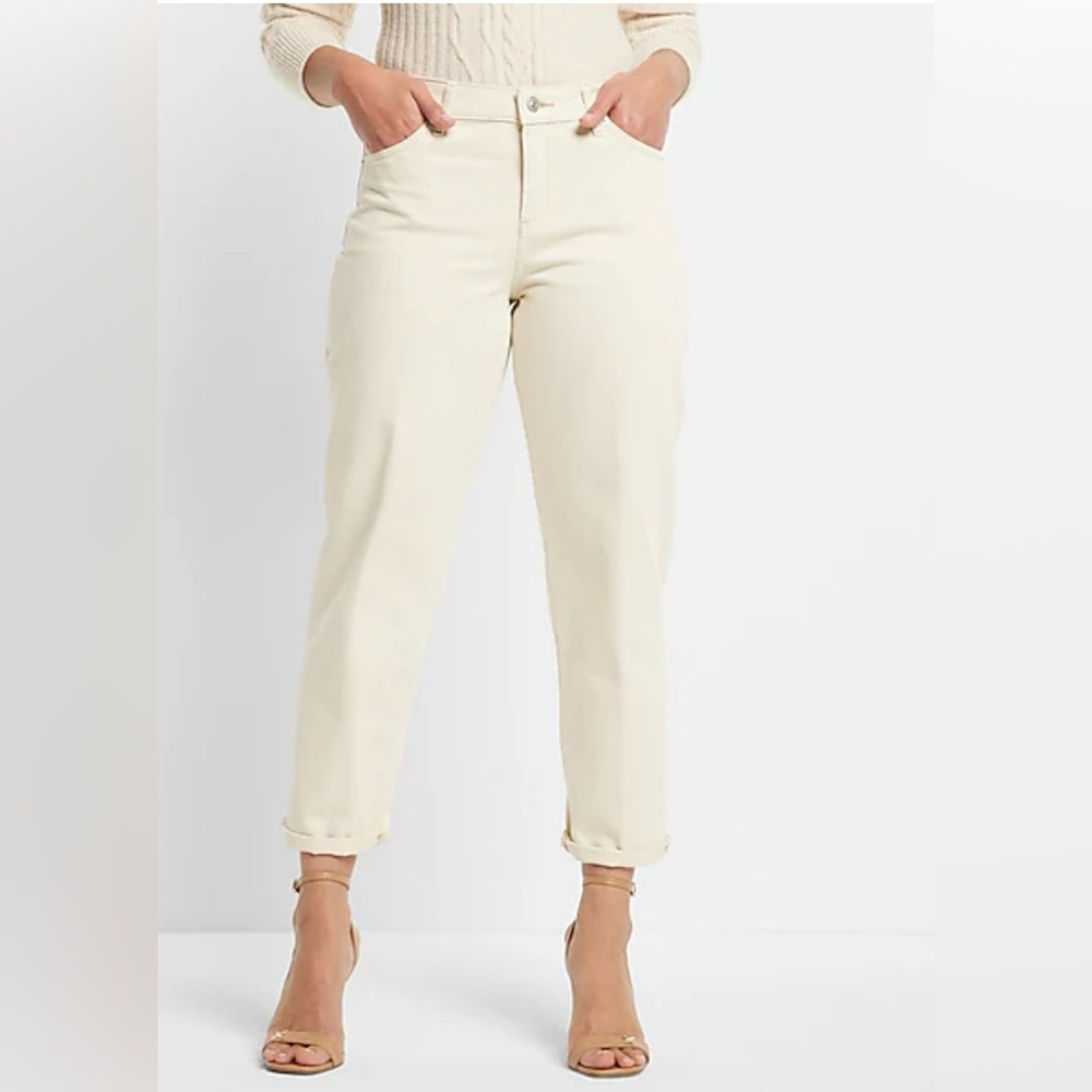 Express boyfriend mid-rise cream denim sz 10